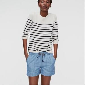 J Crew Point Sur Chambray Seaside Short in Linen Blend White Size Small NWT